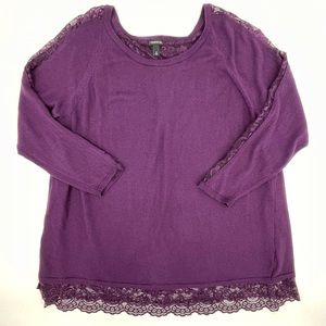 Torrid Purple Split Back Lace Inset Sweater